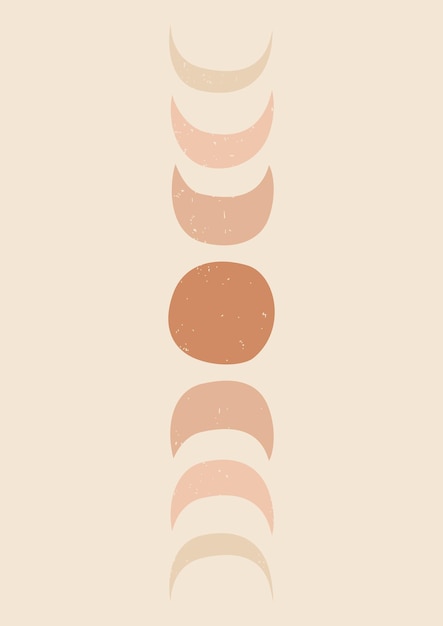 Cartel de tonos terrestres de fases lunares boho abstracto moderno Estilo minimalista de mediados de siglo