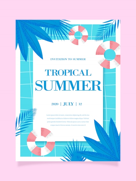 Vector cartel tropical de verano. ilustración de fondo tropical