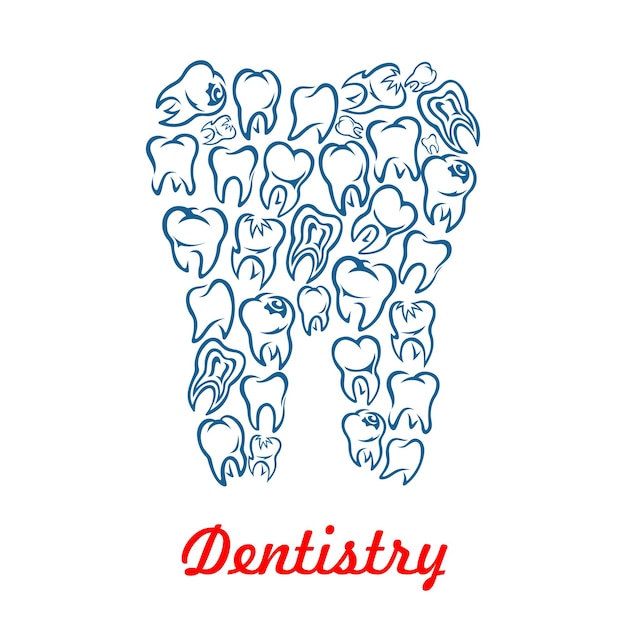 Cartel de vector de diente de estomatología de odontología