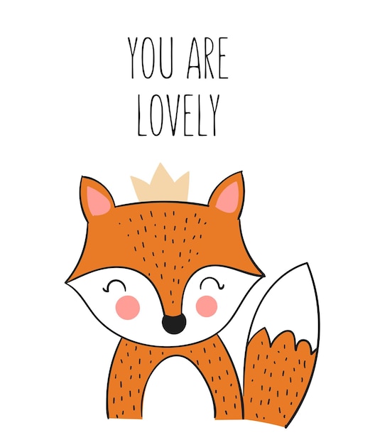 Cartel de vector con lindo animal dibujado a mano y lema. Banner con objeto adorable en el fondo. Día de San Valentín, aniversario, guardar la fecha, baby shower, nupcial, cumpleaños, decoración