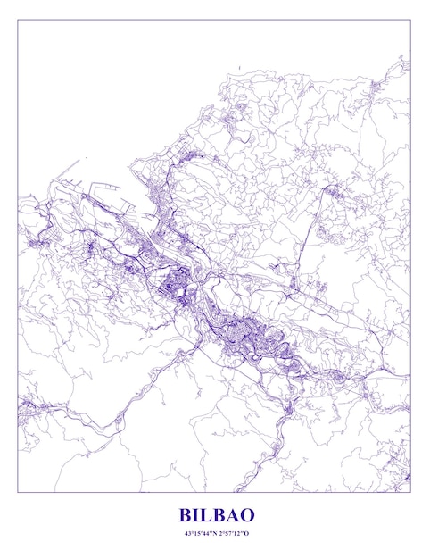 Vector cartel vector mapa de bilbao ciudad de españa