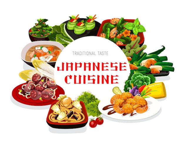 Cartel de vector de menú de cocina japonesa