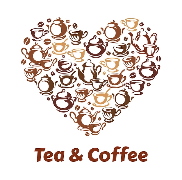 Cartel de vector de té y café para cafetería