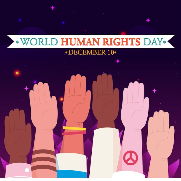 Cartel vectorial de ilustración para el Día Mundial de los Derechos Humanos