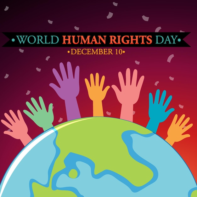 Cartel vectorial de ilustración para el Día Mundial de los Derechos Humanos