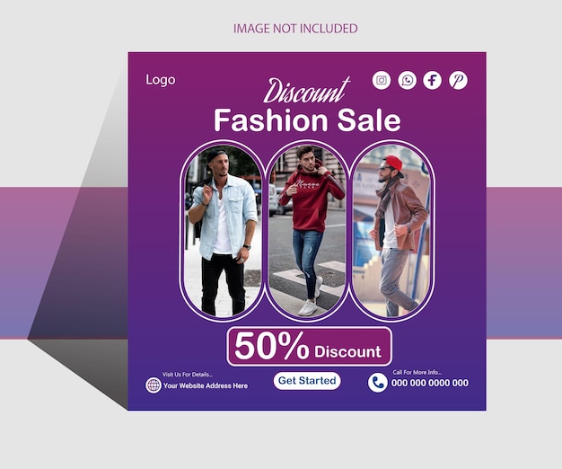 Cartel de venta de moda o banner de redes sociales corporativas o plantilla de diseño vectorial de publicaciones de Instagram