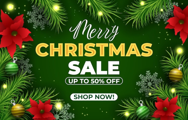 un cartel de venta de Navidad con un árbol de Navidad en él
