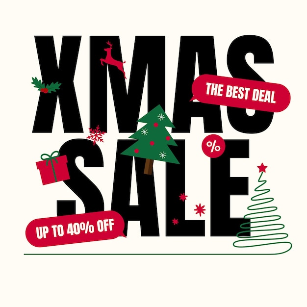 un cartel para la venta de Navidad con un letrero de venta de navidad