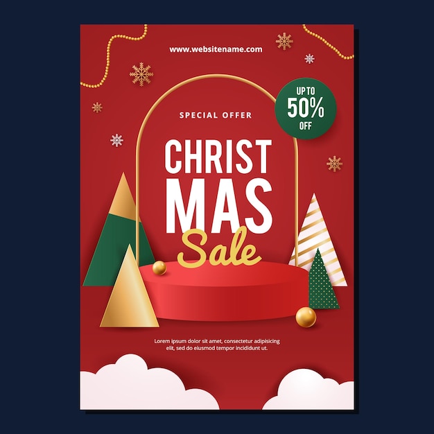 un cartel de venta de Navidad para Navidad se muestra en un fondo oscuro