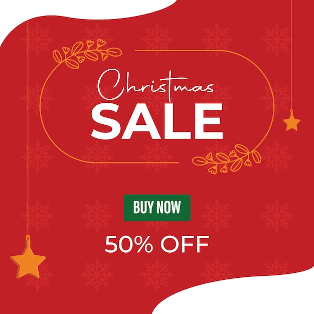 Cartel de venta de Navidad roja con descuento