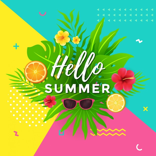 Cartel de verano con diseño geométrico abstracto