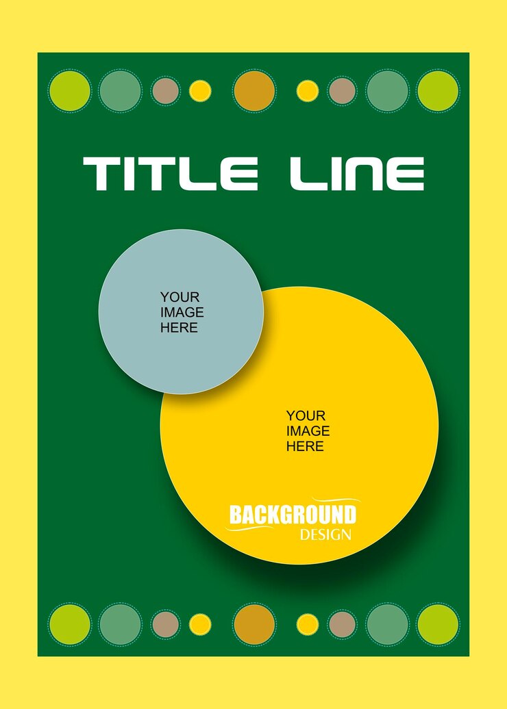 Un cartel verde y amarillo que dice línea de título.
