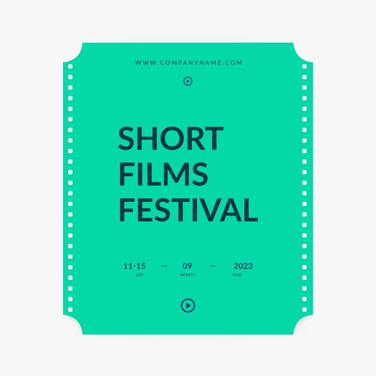 Un cartel verde que dice "festival de cortometrajes".