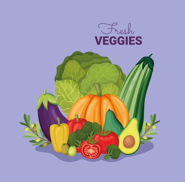 cartel de verduras frescas