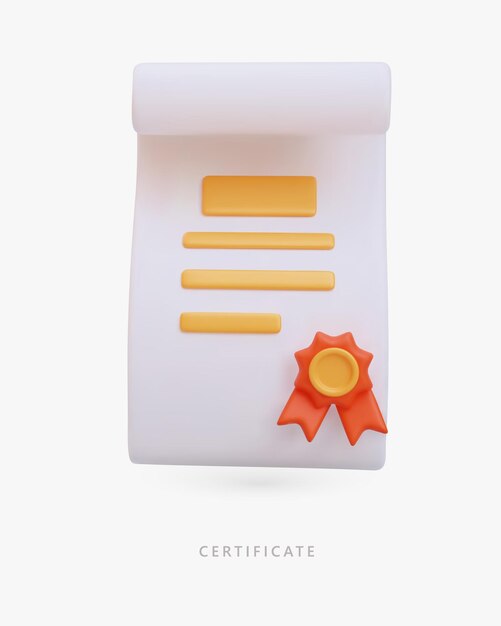 Cartel vertical con certificado de derecho tridimensional con sello Firma y conclusión de acuerdo formal