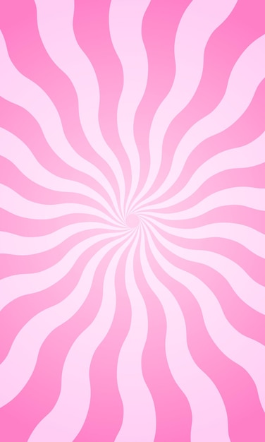 Cartel vertical en estilo y2k femenino con rayas radiales onduladas de color rosa estallido de sol rosado o efecto sorpresa