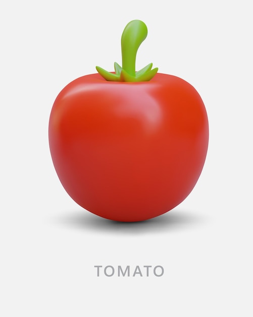 Cartel vertical con tomate rojo realista Pomodoro único con inscripción
