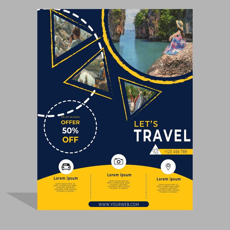 un cartel para viajar con una imagen de una mujer y un mapa en él