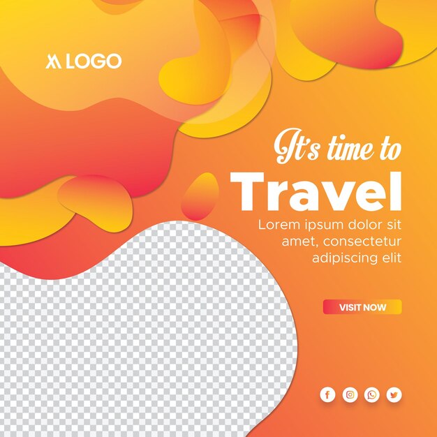 cartel para viajar para viajar con un fondo rojo y amarillo