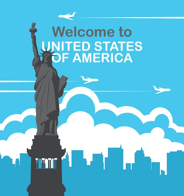 cartel de viaje bienvenido a estados unidos