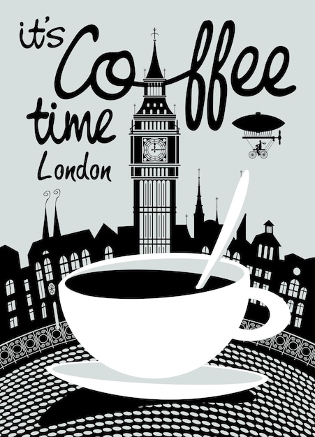 cartel de viaje hora del café en londres