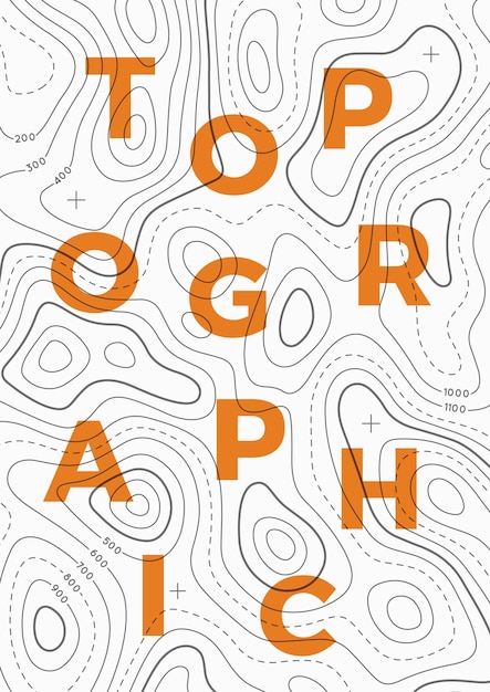 Cartel de viaje del mapa de líneas de topografía con la palabra Patrón de línea de vector topográfico del contorno del mapa geográfico Patrón de contorno con letras de rutas de puntos Fondo de mapa de topografía