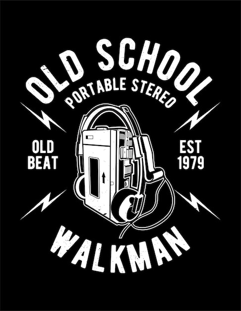 Cartel de la vieja escuela walkman