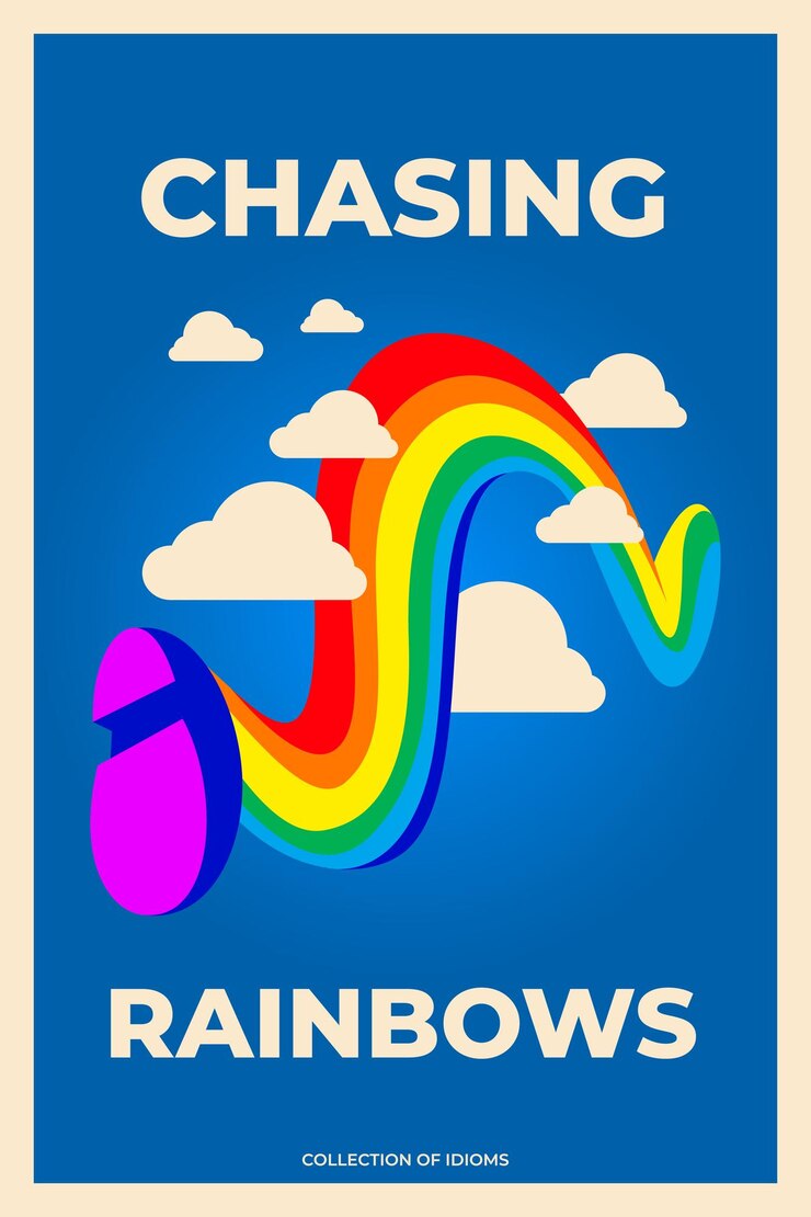 Vector cartel vintage y retro para el idioma chasing rainbows