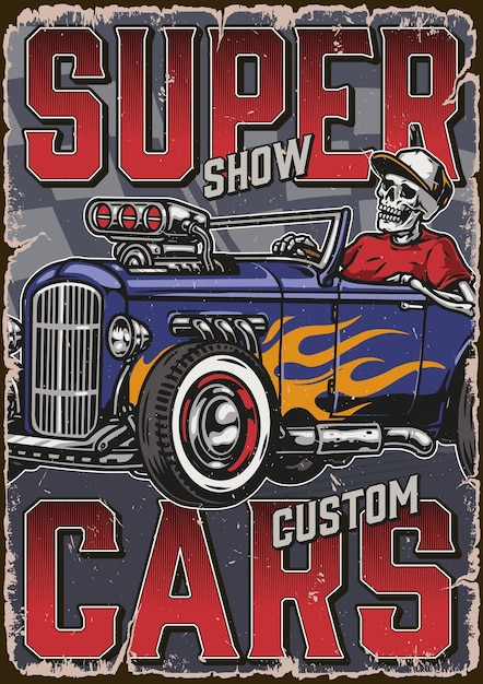 Vector cartel vintage de super show de hot rods