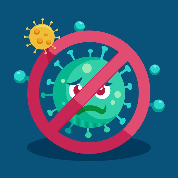 un cartel con un virus y un cartel que dice que no hay bacterias