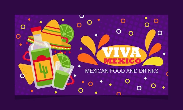 Vector cartel de viva mexico con ilustración de tequila banner de promoción vectorial