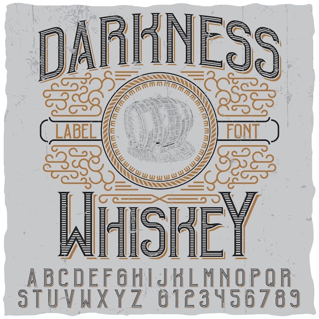 Vector cartel de whisky de oscuridad con imagen de barril de madera