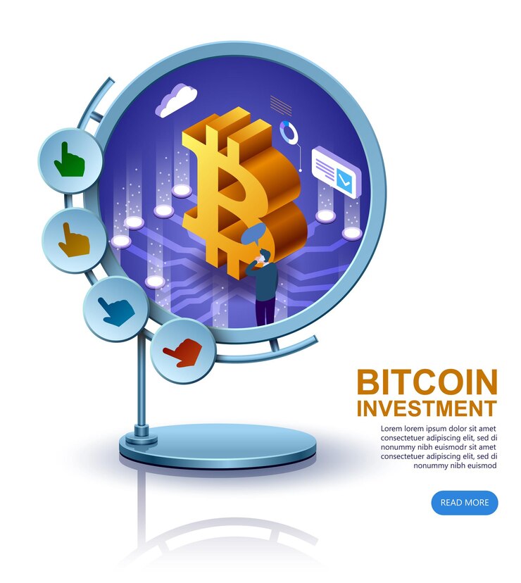 Vector cartelera publicitaria diseño de elementos web construcción moderna concepto isométrico vectorial de negocios y finanzas concepto isométrico de criptomoneda bitcoin ilustración vectorial