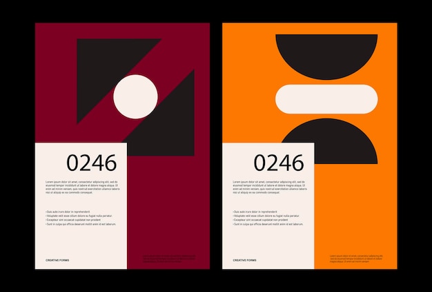 Carteles abstractos mínimos. diseño de póster bauhaus con tipografía limpia y patrón vectorial mínimo.