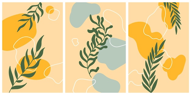 Carteles abstractos con plantas