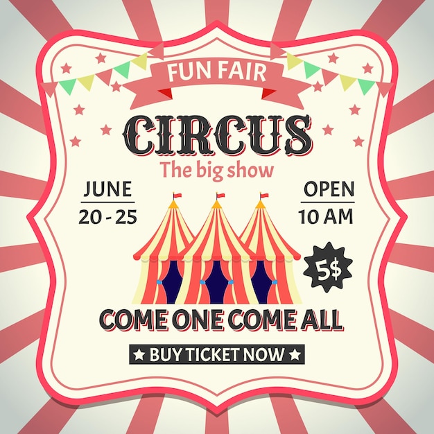 Los carteles del circo funfair muestran el diseño de plantillas vectoriales del circo