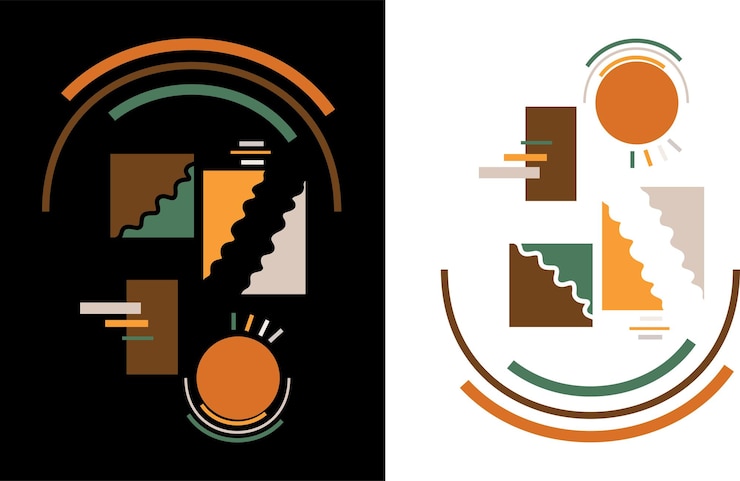 Vector carteles coloridos de elementos abstractos tarjetas prefabricadas diseño de estilo minimalista para impresiones web papelería publicaciones en redes sociales pancartas y otros productos gráficos