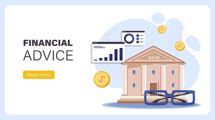 Vector carteles de consejos financieros gráficos y gráficos cerca del edificio del banco con gráficos y monedas de oro pasivas