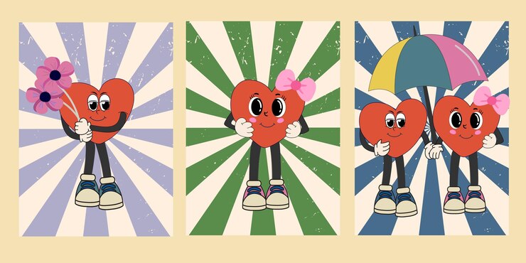 Vector carteles de corazones encantadores maravillosos concepto de amor tarjeta de felicitación del día de san valentín feliz
