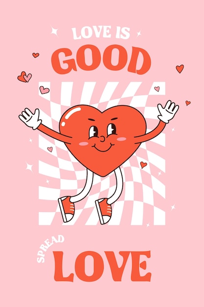 Carteles de corazones encantadores maravillosos retro. Concepto de amor. Feliz día de San Valentín tarjeta de felicitación en estilo retro de moda
