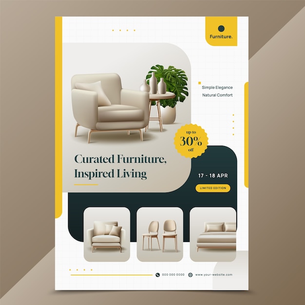 Carteles de diseño de interiores de diseño realista