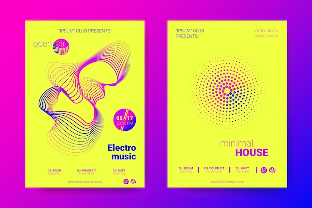 Carteles de edm para festival de musica electronica