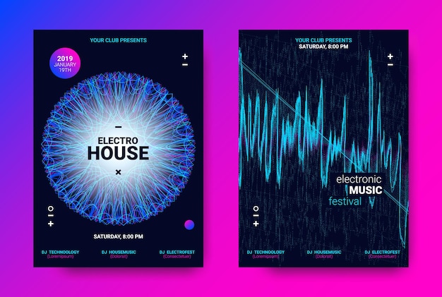 Carteles de edm para festival de musica electronica