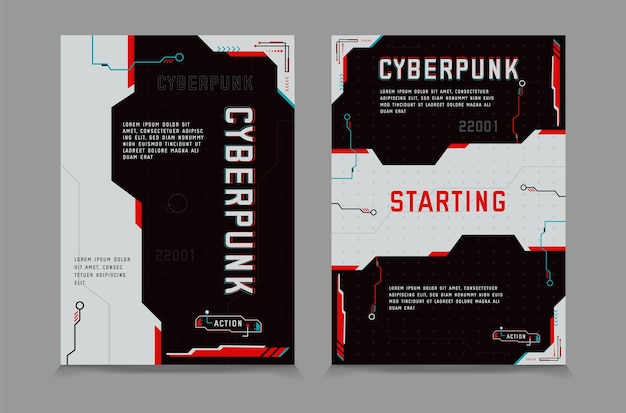 Carteles con elementos Hud banner cyberpunk banner de alta tecnología con figuras 3D Vector