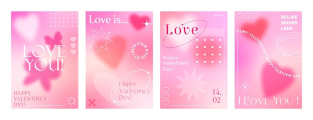 Los carteles estéticos del día de San Valentín con gradiente y2k
