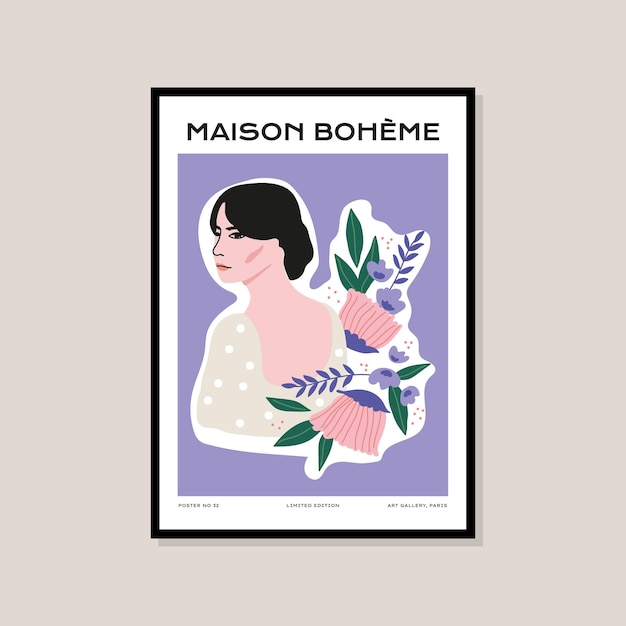 Carteles estéticos imprimibles dibujados a mano para su colección de arte mural