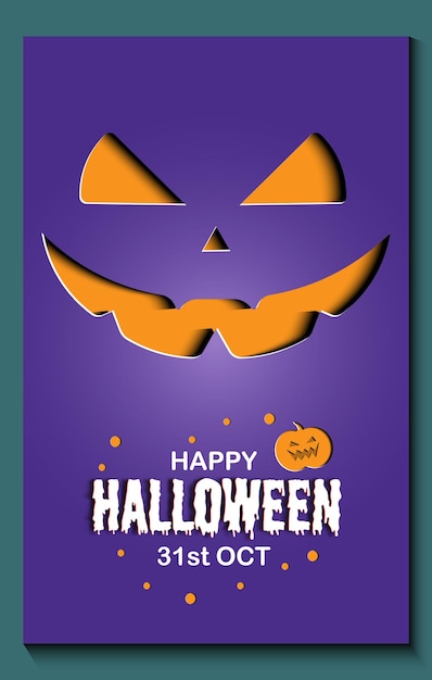 Vector carteles de fiesta de halloween feliz o fondo de folleto en estilo de corte de papel