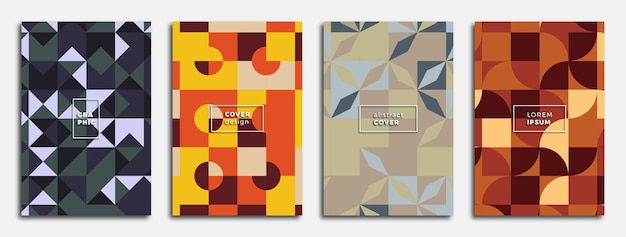 Carteles geométricos abstractos modernos con formas geométricas multicolores Plantilla de diseño de moda