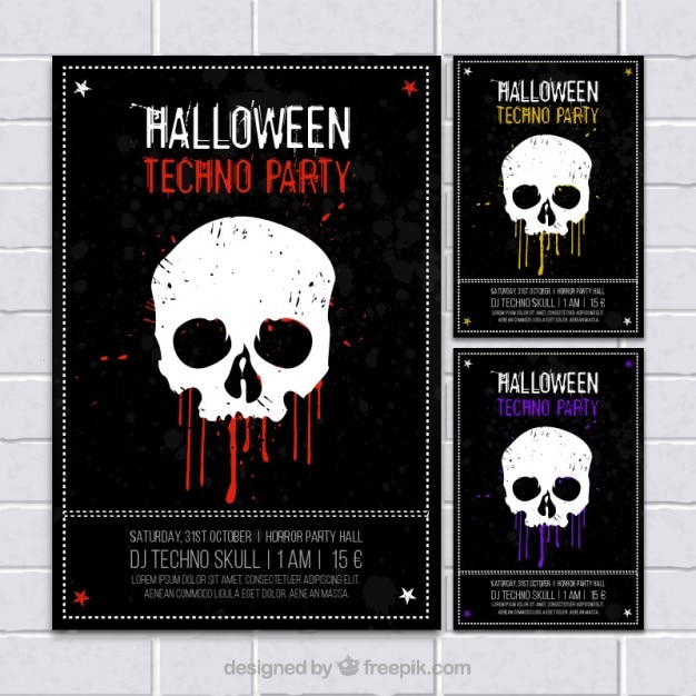 Carteles de halloween en el estilo grunge