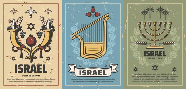 Carteles de Israel con símbolos culturales o religiosos